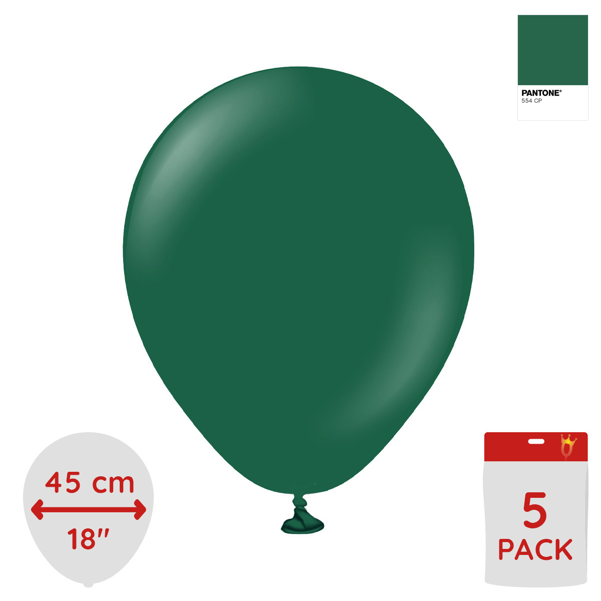 Latexballoons - Dark Green 45 cm 5-pack