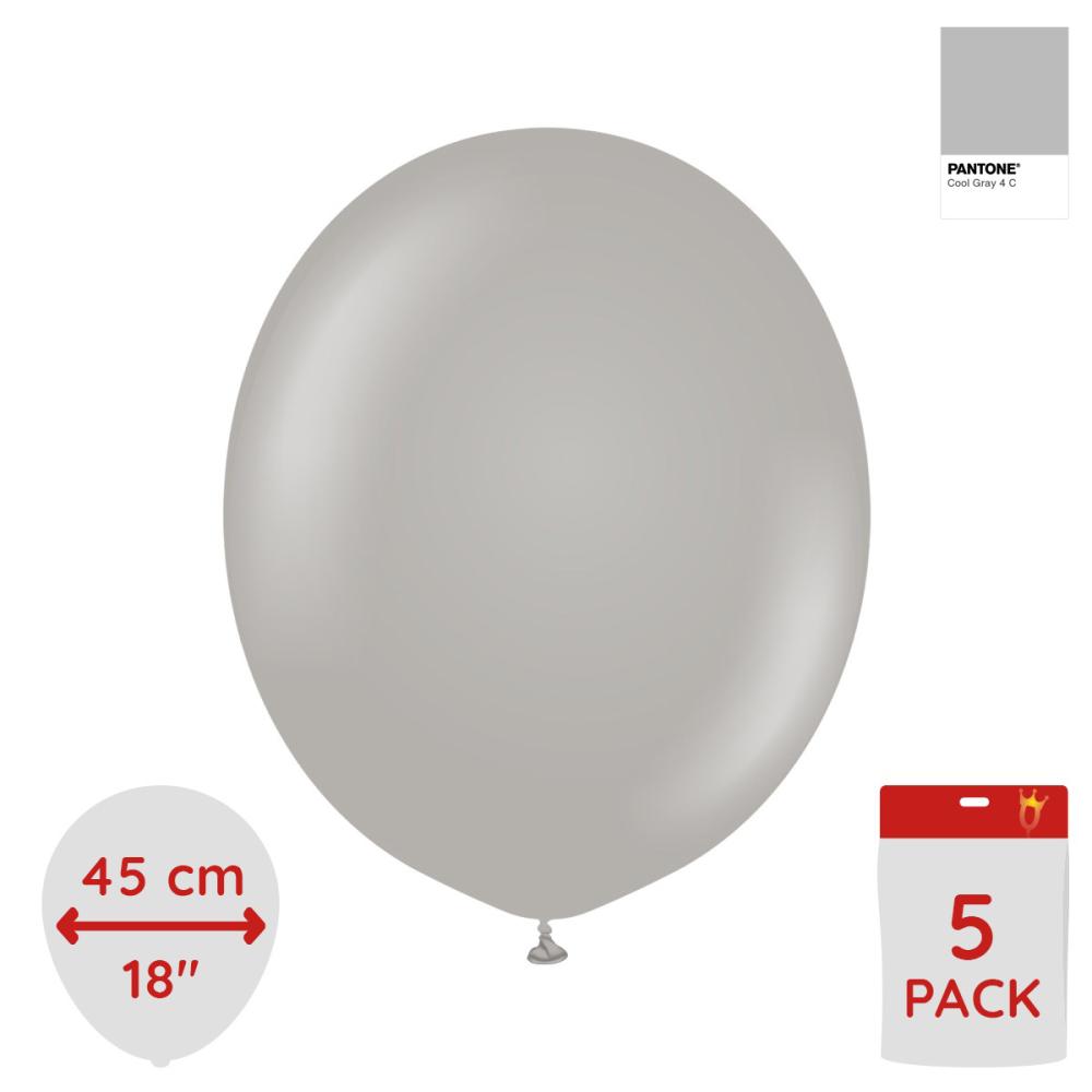Latexballoons - Grey 45 cm 5-pack