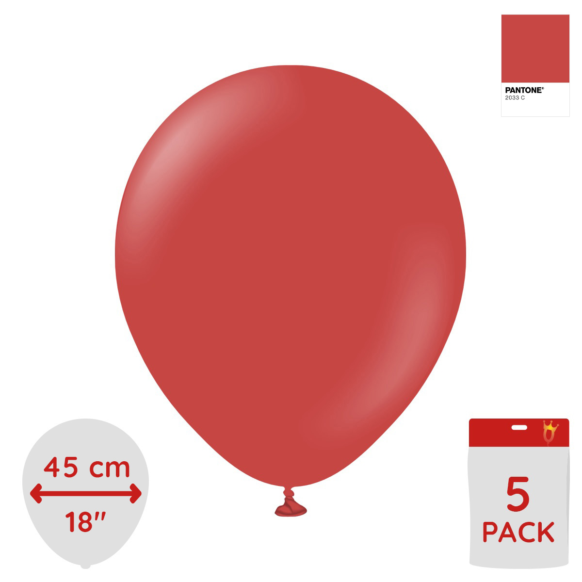 Latexballoons - Deep Red 45 cm 5-pack