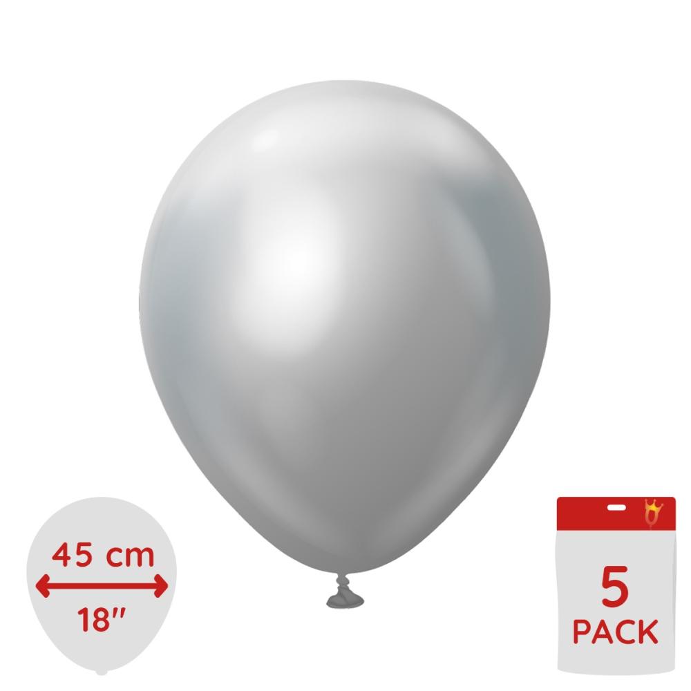 Latexballoons - Silver Chrome 45 cm 5-pack