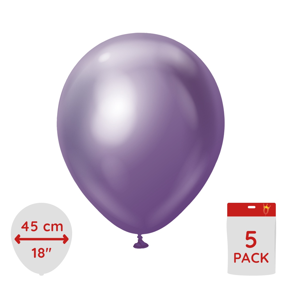 Latexballoons - Purple Chrome 45 cm 5-pack