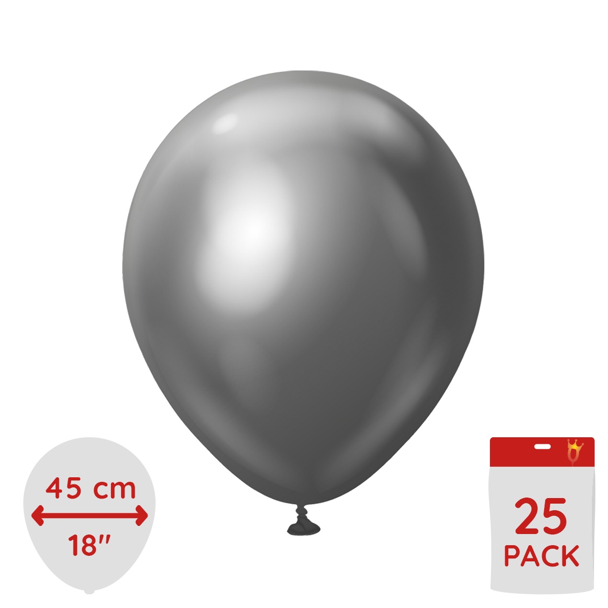 Latexballoons - Space Grey Chrome 45 cm 25-pack