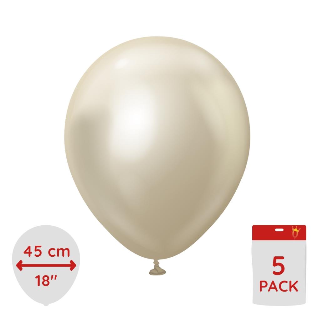 Latexballoons - White Gold Chrome 45 cm 5-pack