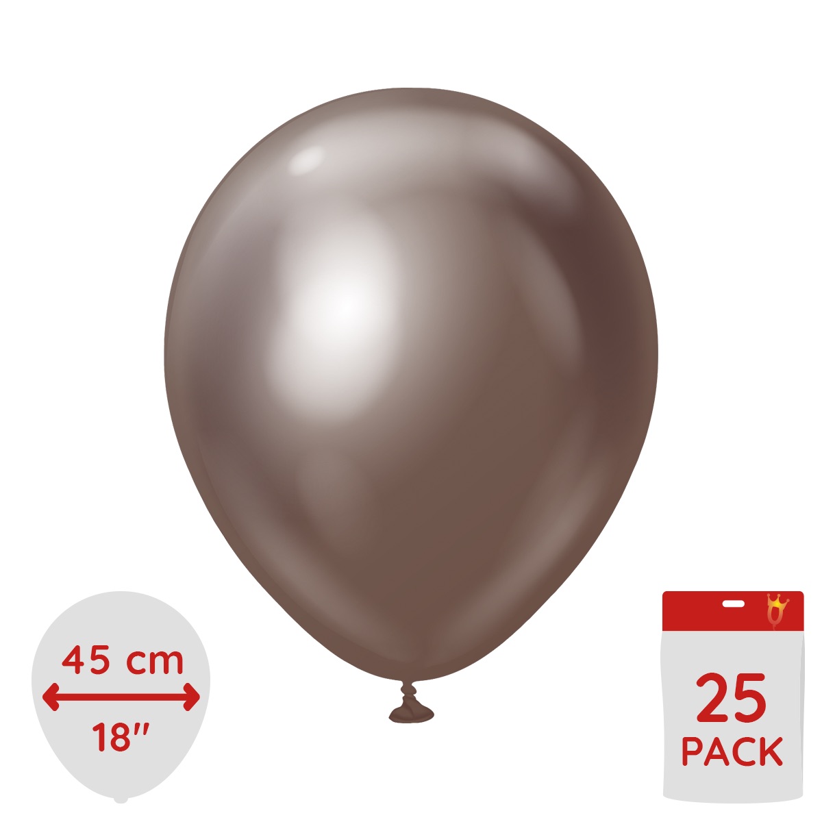 Latexballoons - Chrome Chocolate 45 cm 25-pack