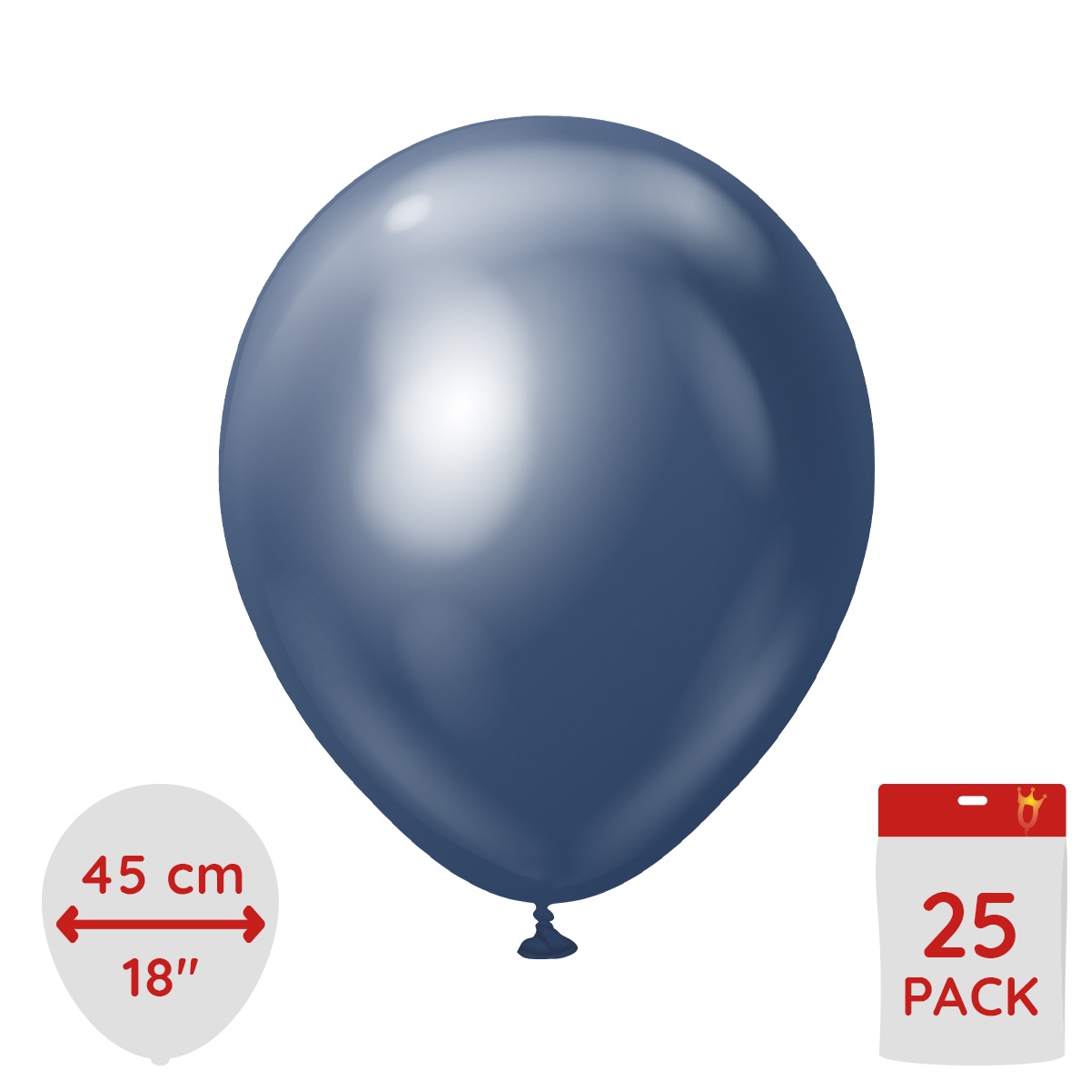 Latexballoons - Navy Chrome 45 cm 25-pack