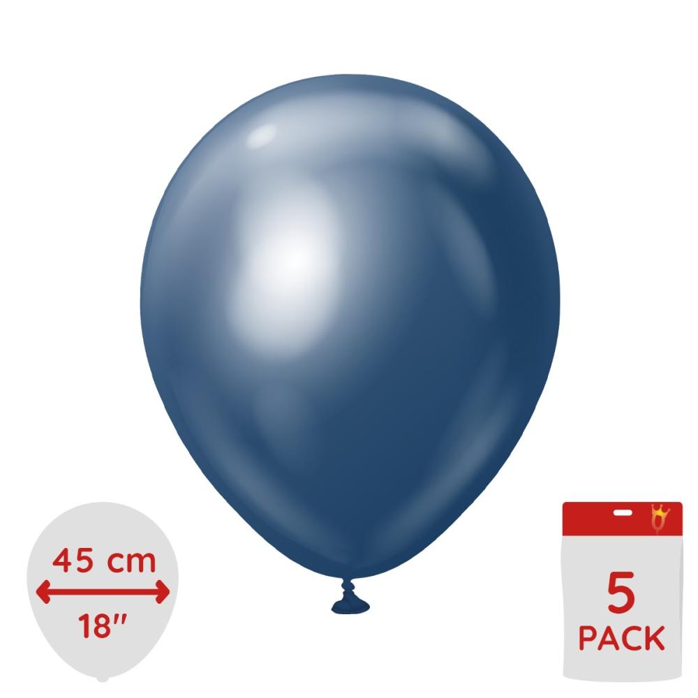 Latexballoons - Navy Chrome 45 cm 5-pack