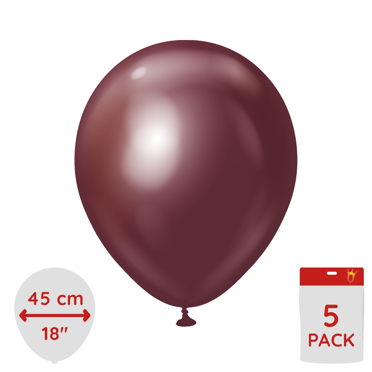 Latexballoons - Chrome Burgundy 45 cm 5-pack