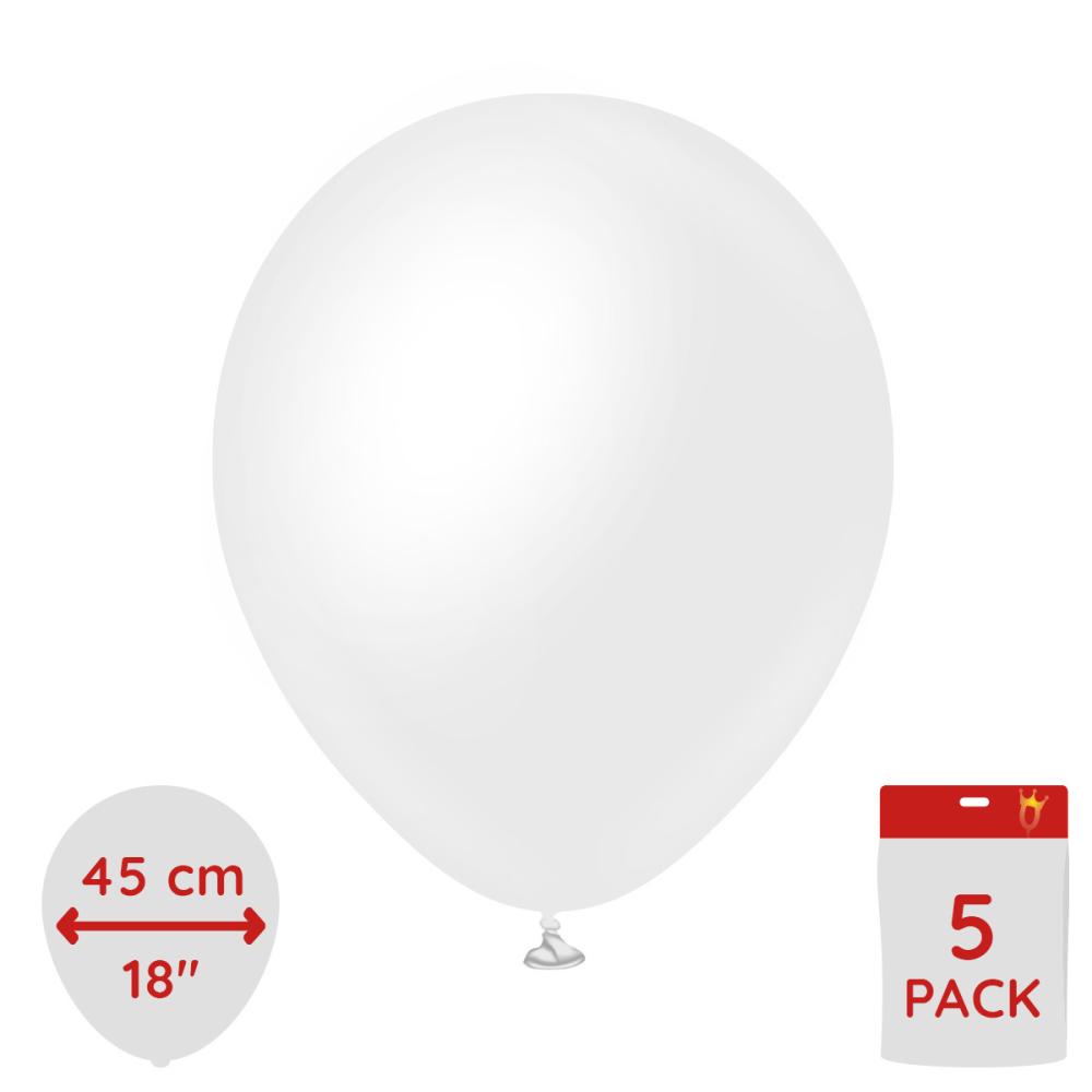 Latexballoons - Opaque Satin Snow White 45 cm 5-pack