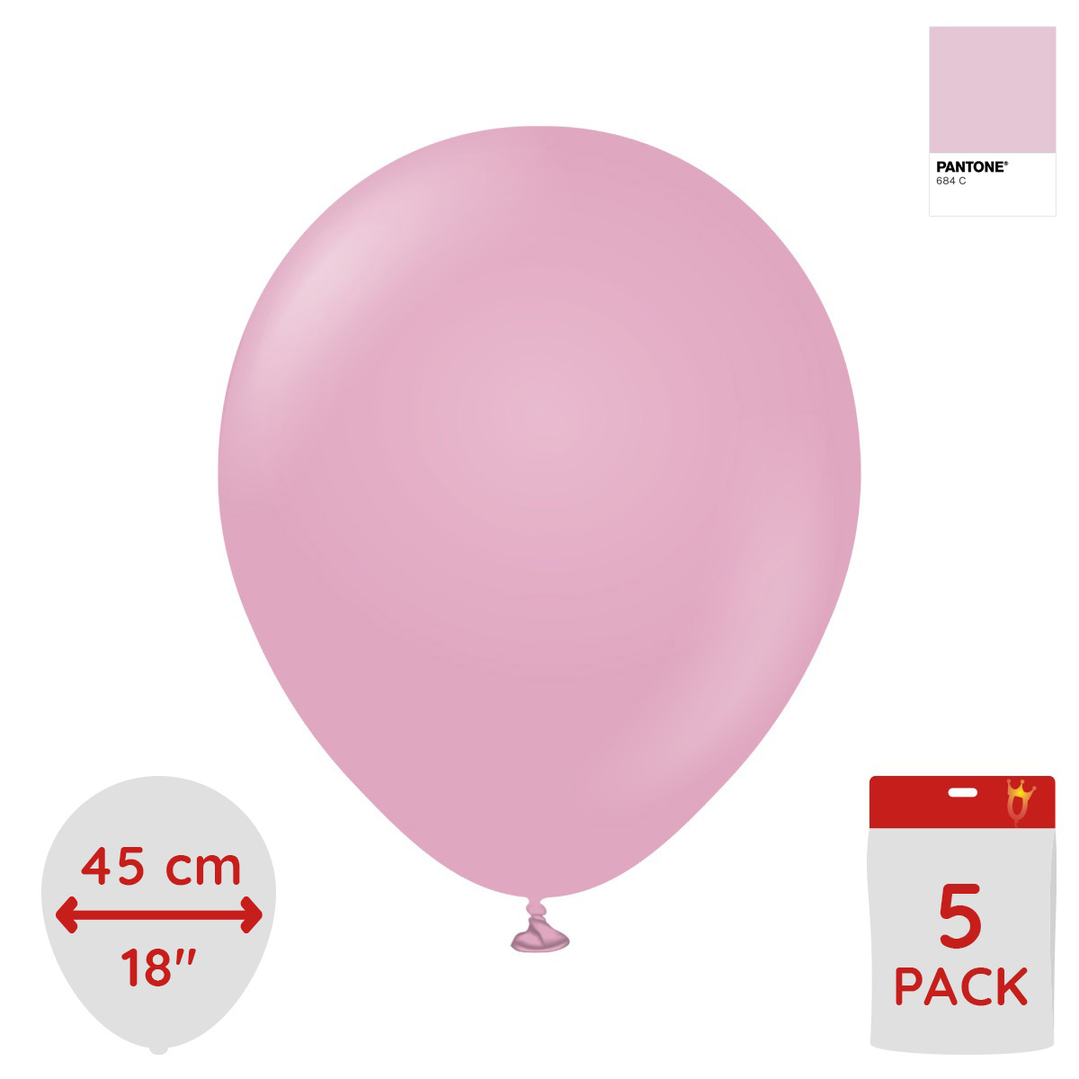 Latexballoons - Dusty Rose 45 cm 5-pack