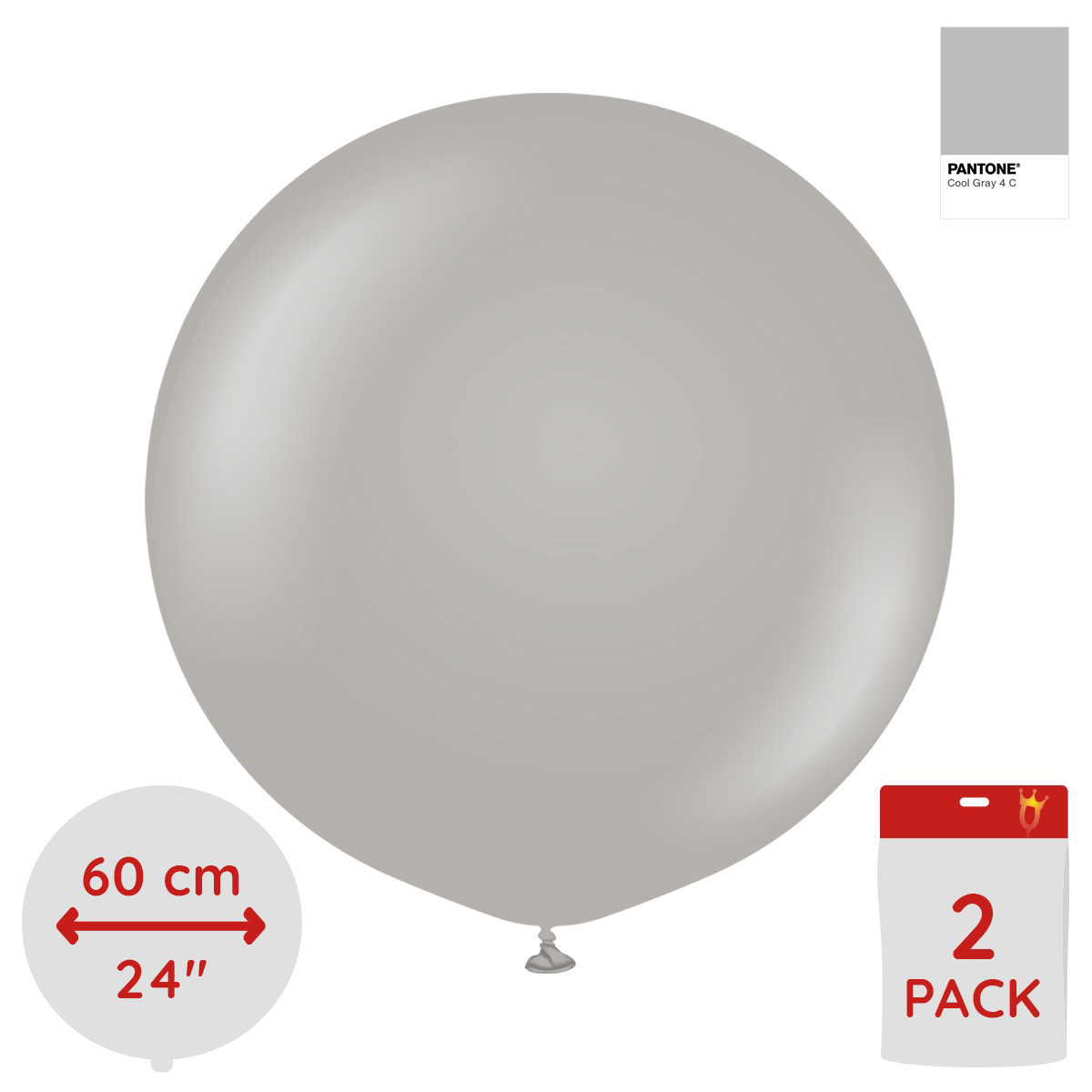 Latexballoons - Grey 60 cm 2-pack