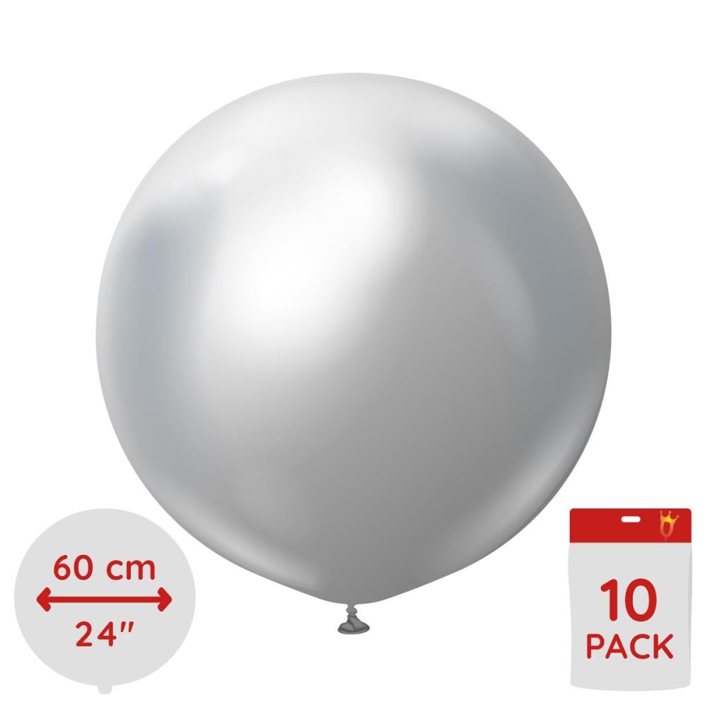 Latexballoons - Silver Chrome 60 cm 10-pack