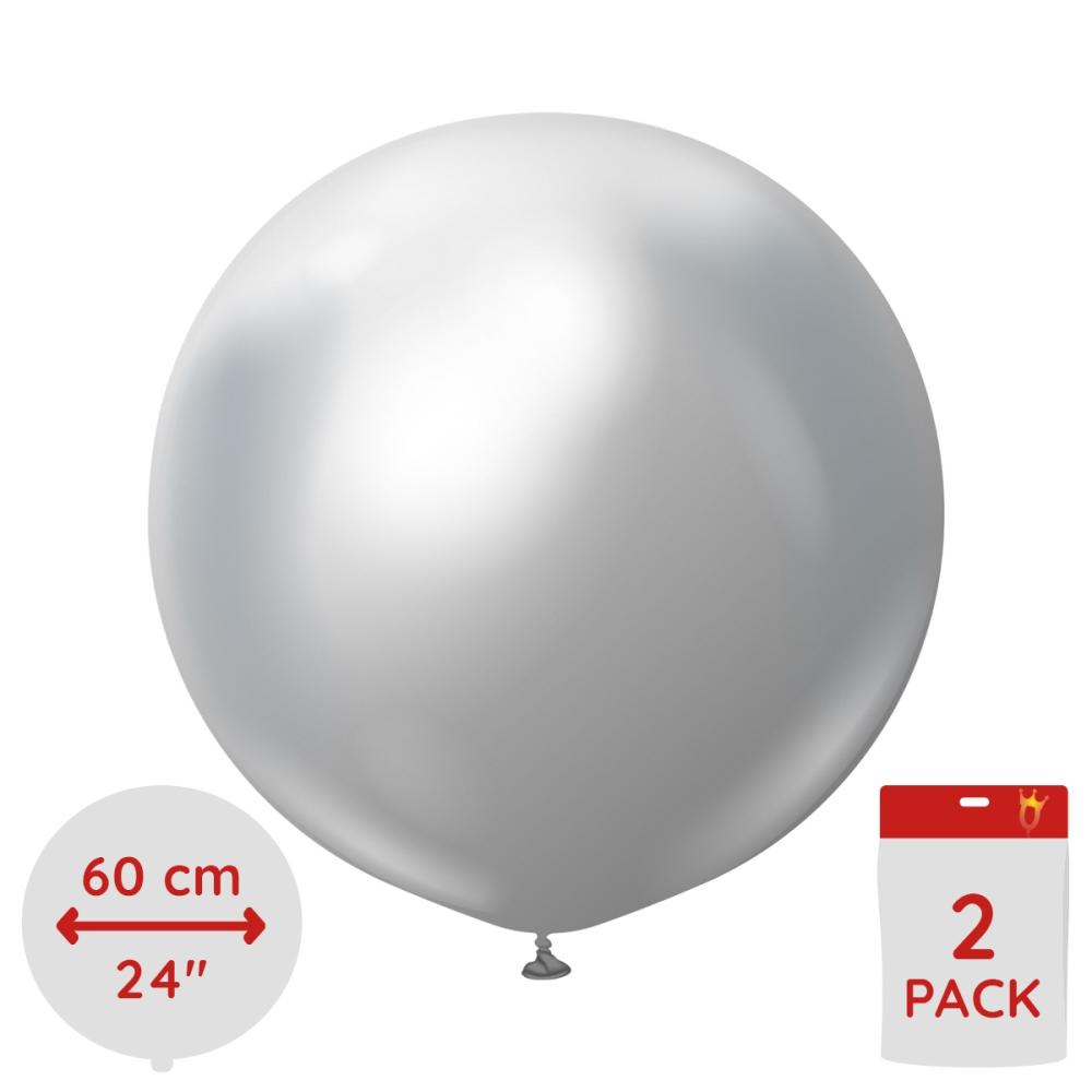 Latexballoons - Silver Chrome 60 cm 2-pack