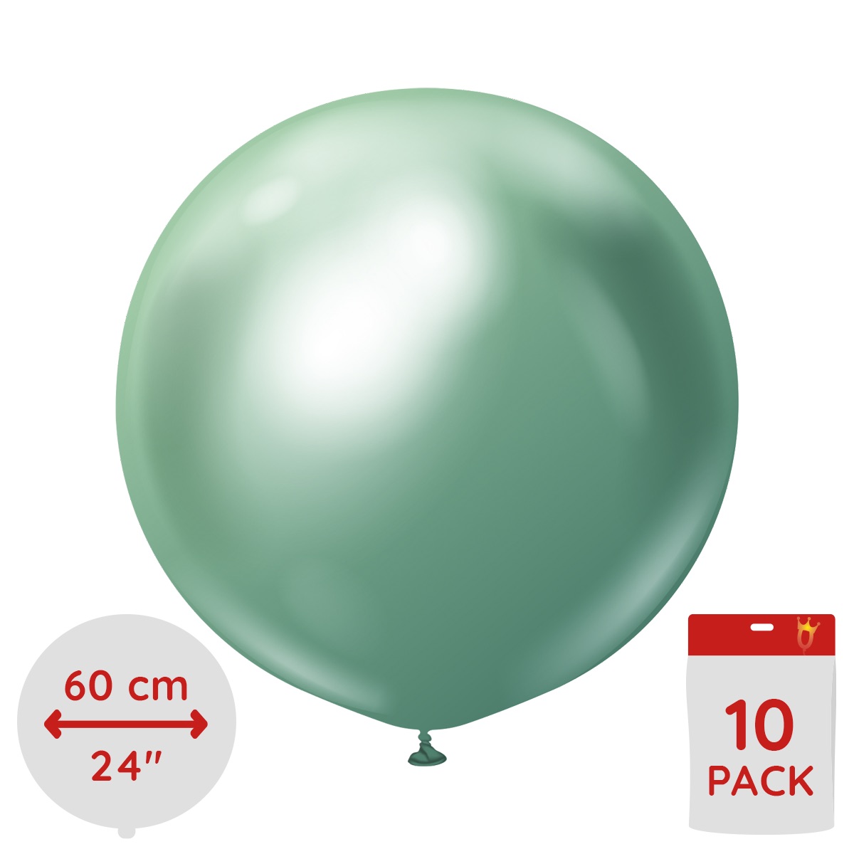 Latexballoons - Green Chrome 60 cm 10-pack