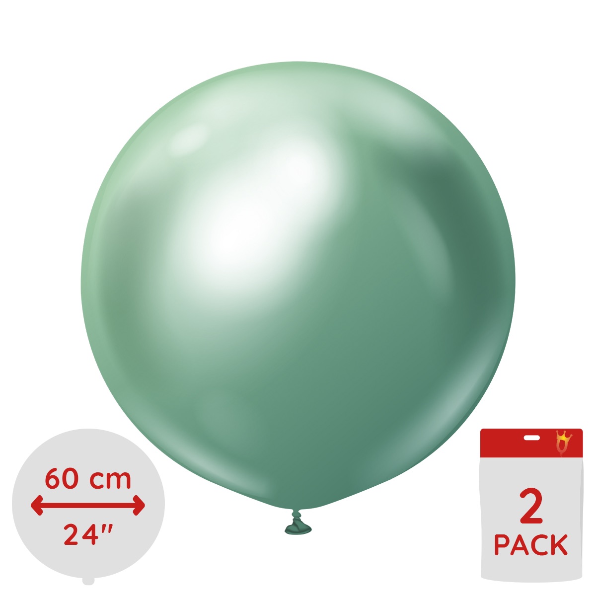 Latexballoons - Green Chrome 60 cm 2-pack