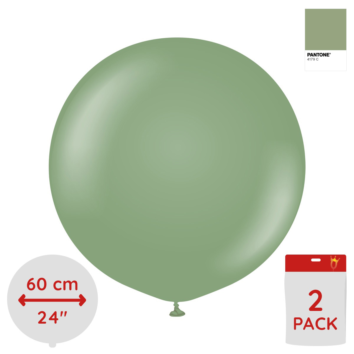 Latexballoons - Eucalyptus 60 cm 2-pack