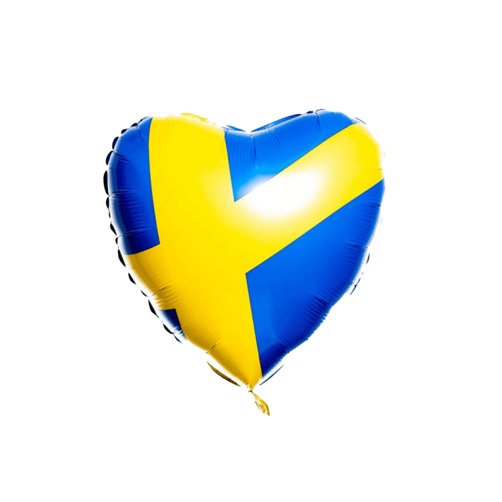 Folieballong - Hjärta med svenska flaggan