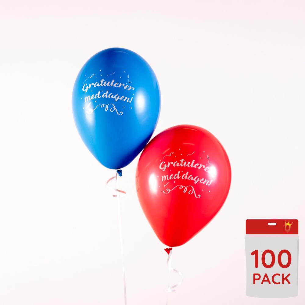 Latexballonger - Gratulerer med Dagen 100-pack