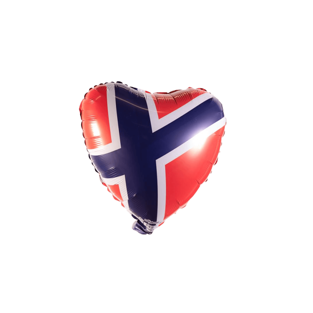 Folieballong - Norska Flaggan Hjärta 46 cm