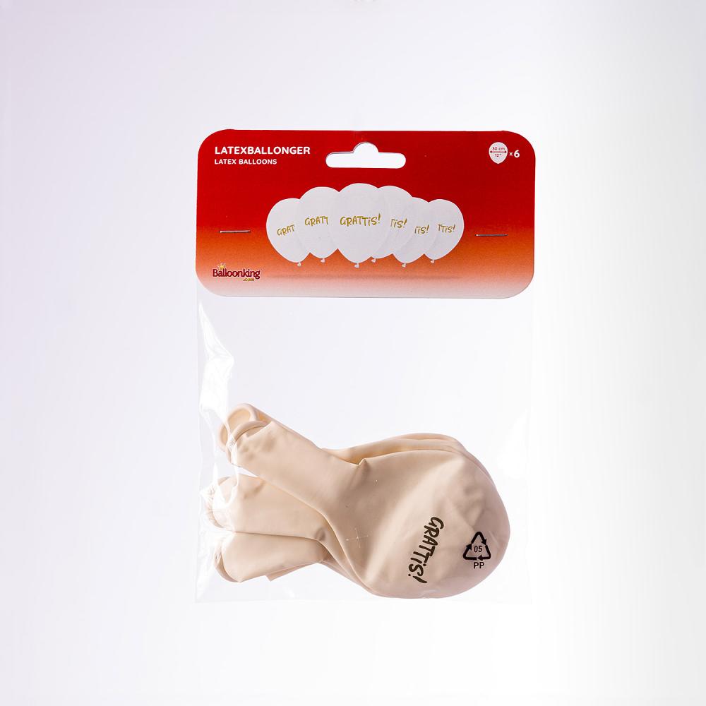 Latexballonger - Grattis 6-pack
