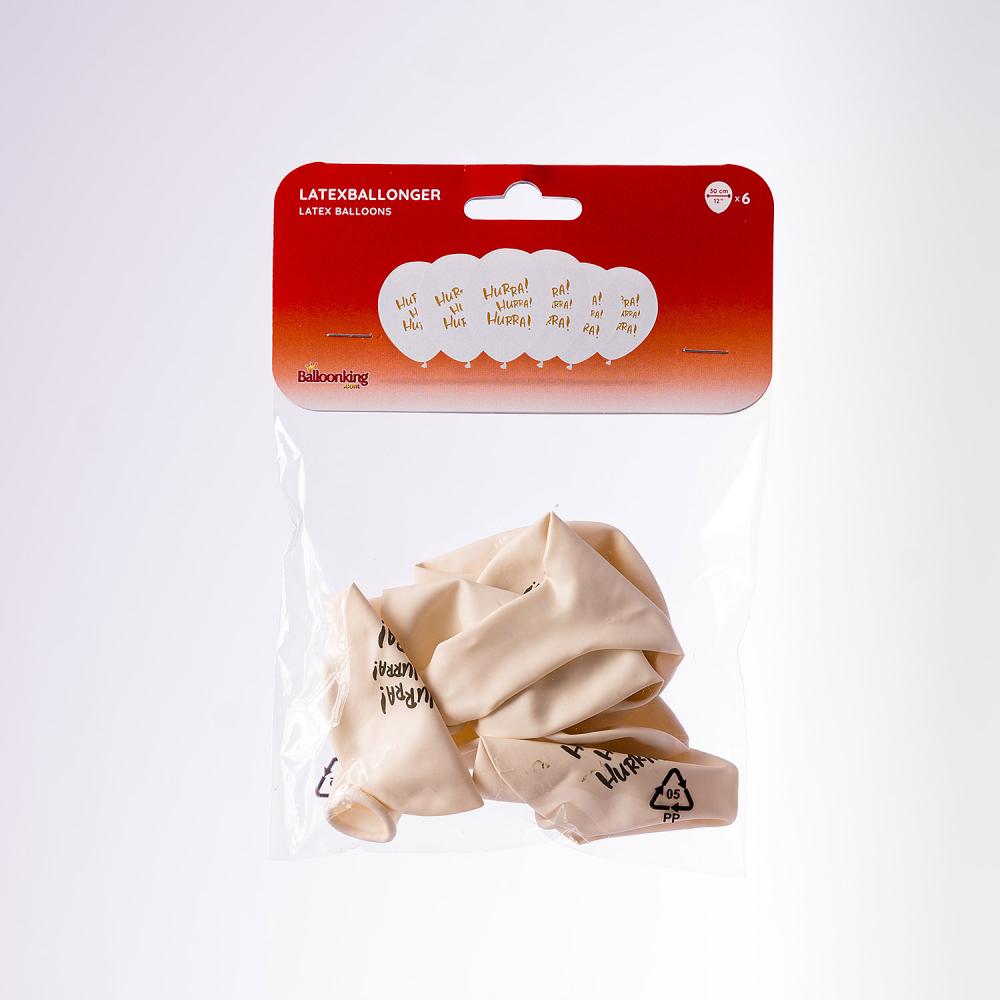 Latexballonger - Hurra Hurra 6-pack