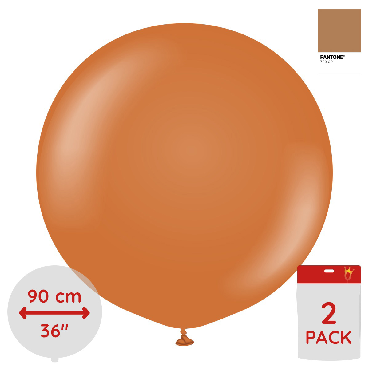 Latexballoons - Caramel Brown 90 cm 2-pack