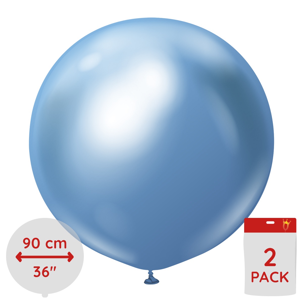 Latexballoons - Blue Chrome 90 cm 2-pack