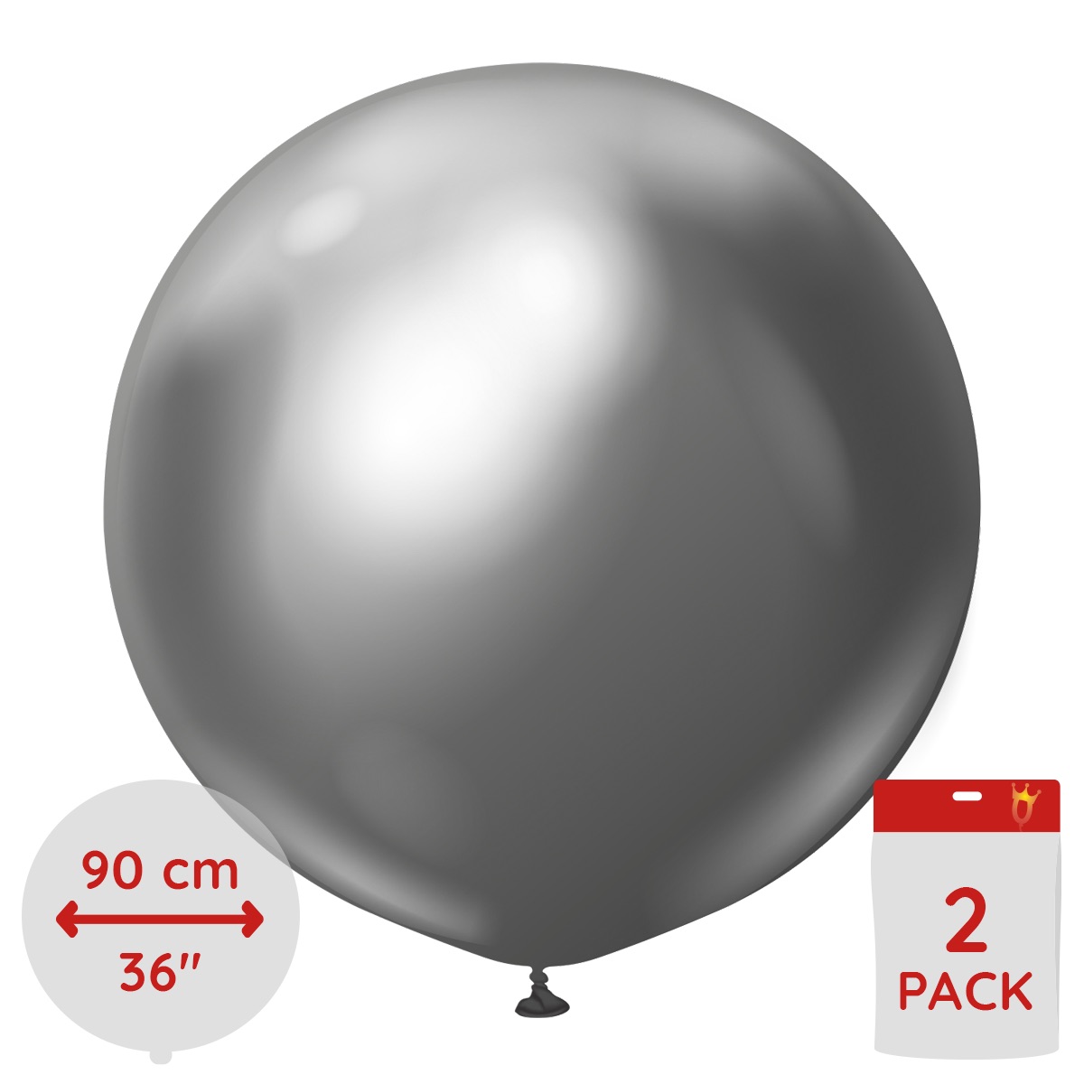 Latexballoons - Space Grey Chrome 90 cm 2-pack