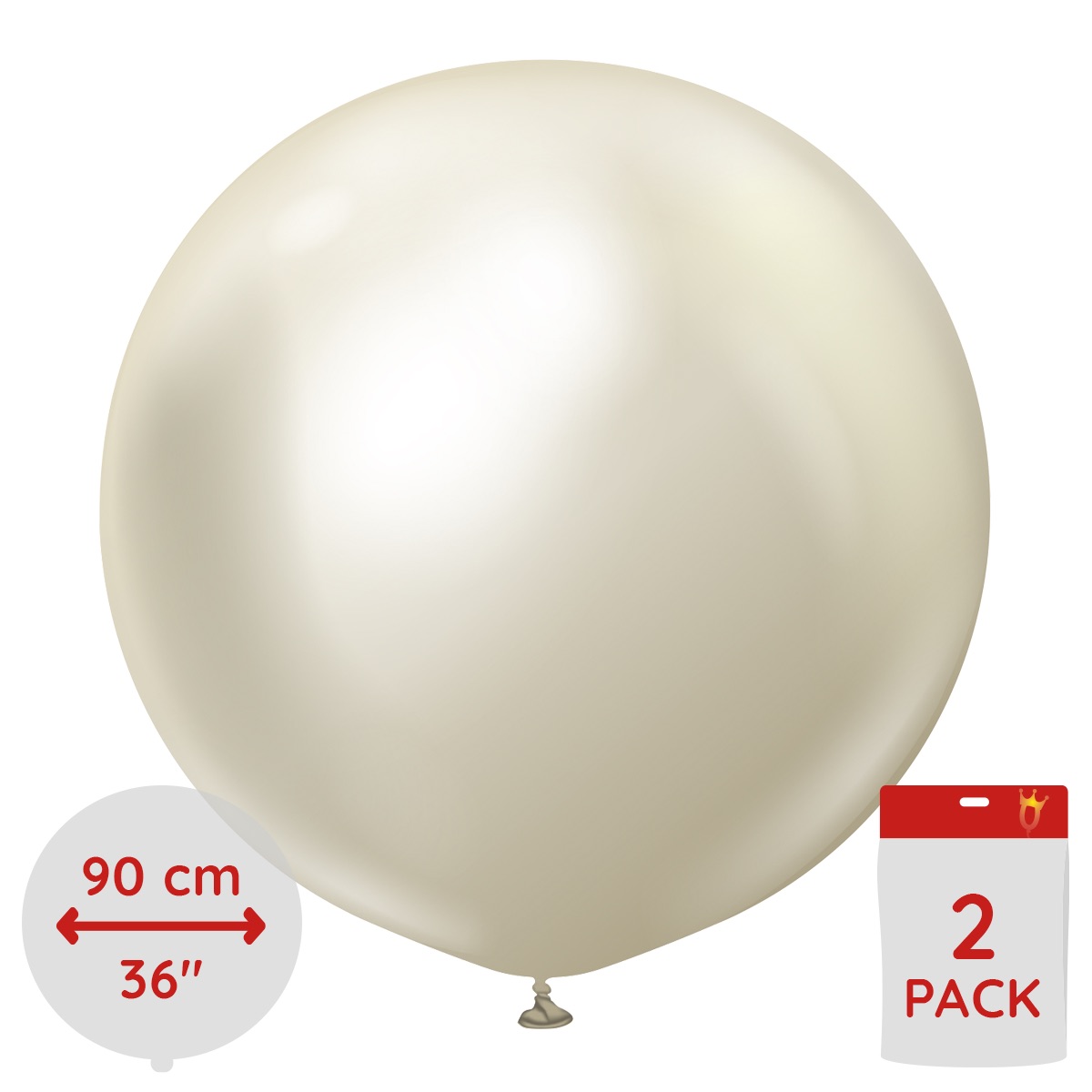 Latexballoons - White Gold Chrome 90 cm 2-pack