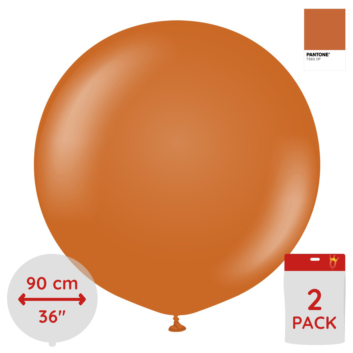 Latexballoons - Rust Orange 90 cm 2-pack