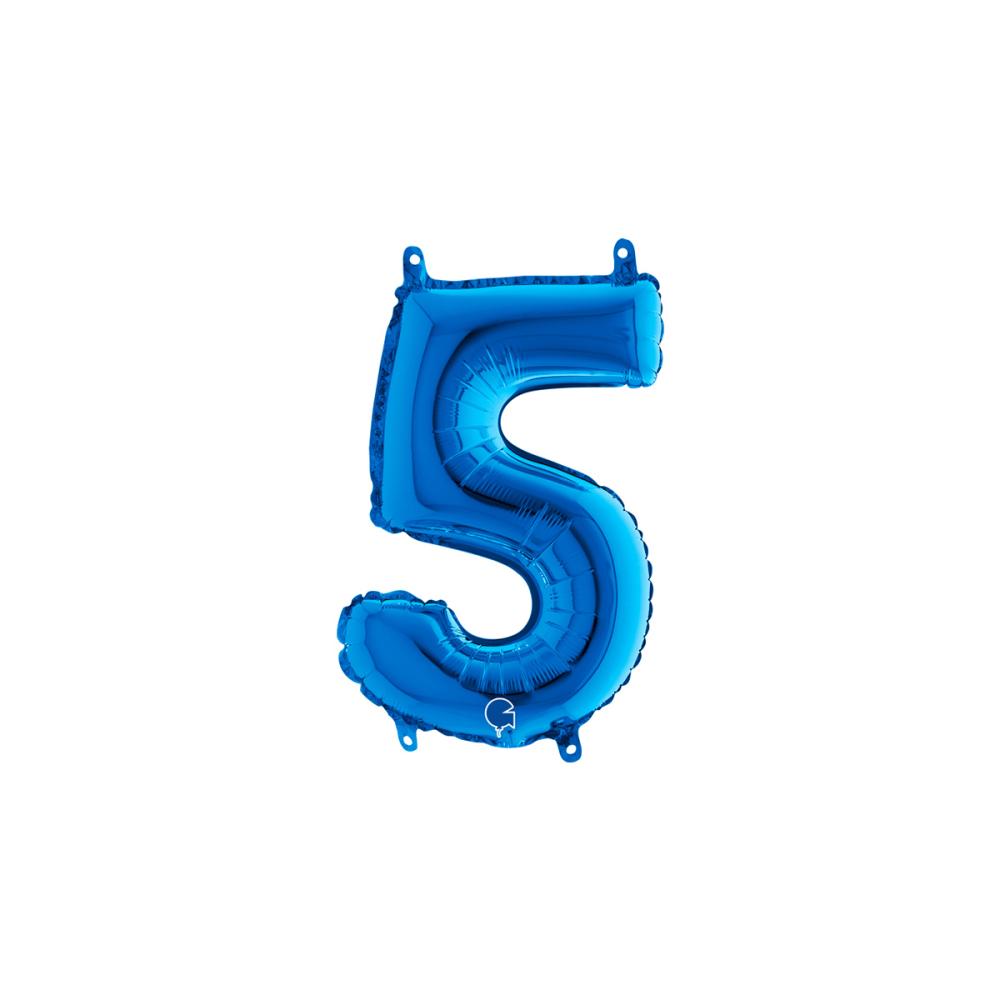 Ballongsiffra - Fem Blå 35 cm