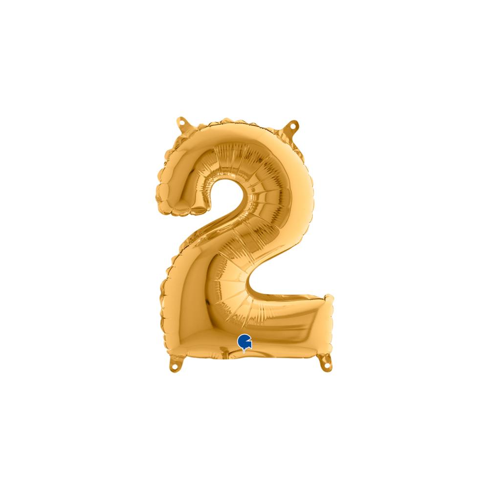 Ballongsiffra - Två Guld 35 cm