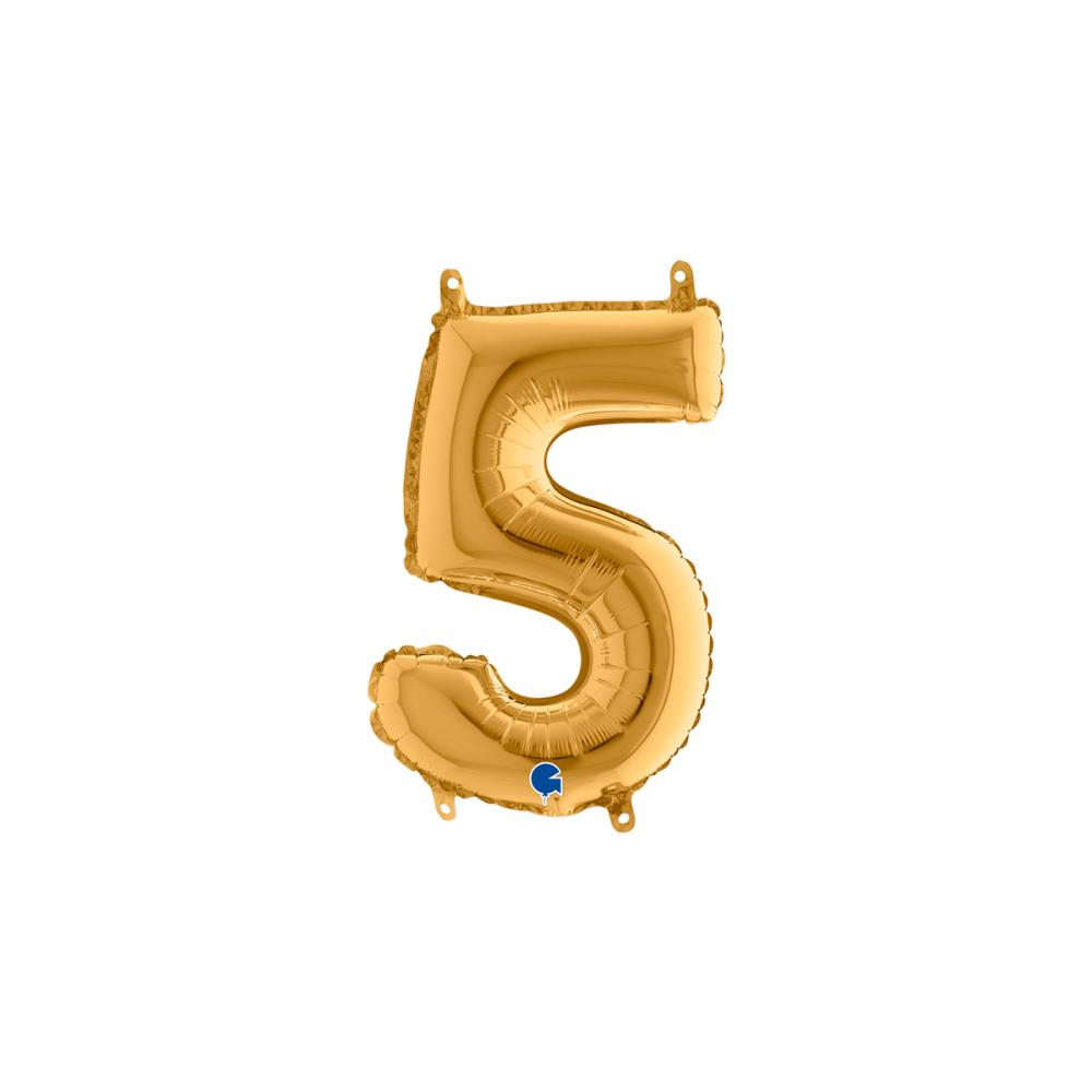 Ballongsiffra - Fem Guld 35 cm