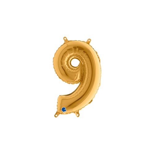 Ballongsiffra - Nio Guld 35 cm