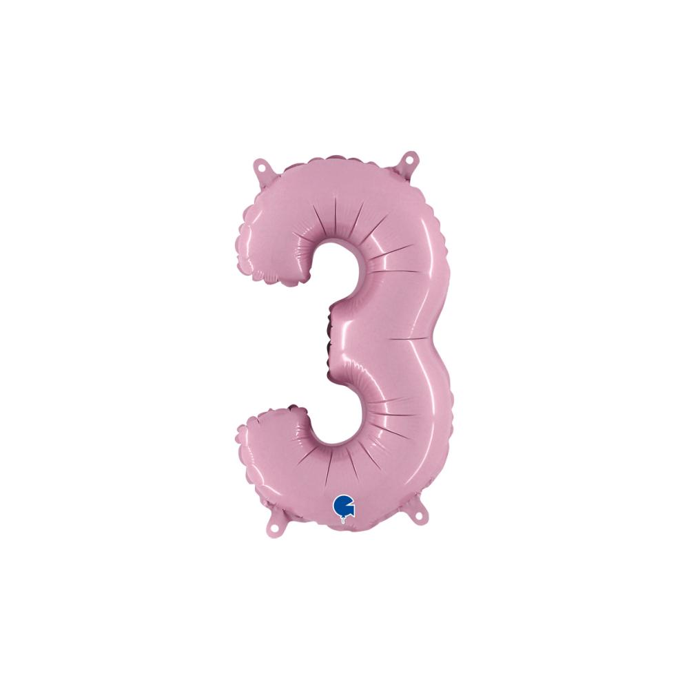 Ballongsiffra - Tre Pastellrosa 35 cm