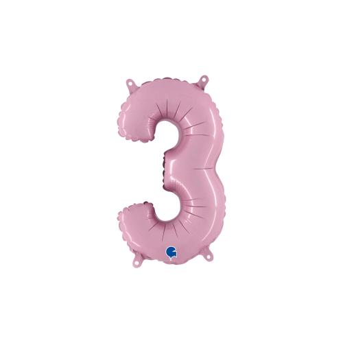Ballongsiffra - Tre Pastellrosa 35 cm