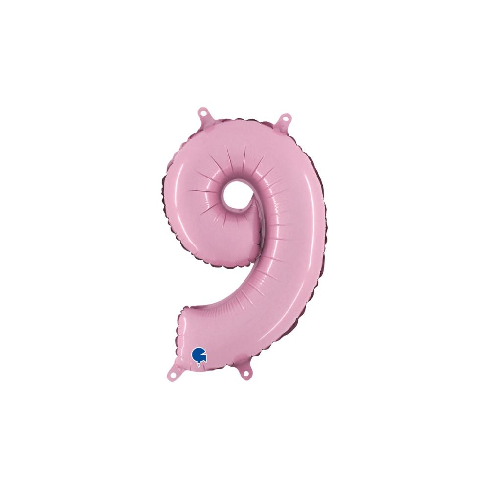 Ballongsiffra - Nio Pastellrosa 35 cm