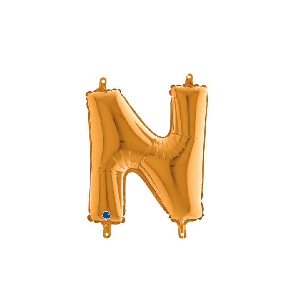 Bokstavsballong - N Guld 35 cm