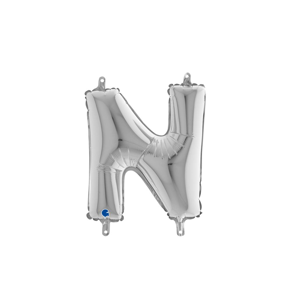 Bokstavsballong - N Silver 35 cm