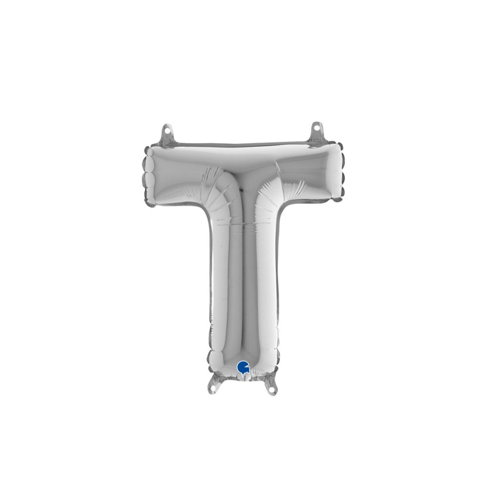 Bokstavsballong - T Silver 35 cm