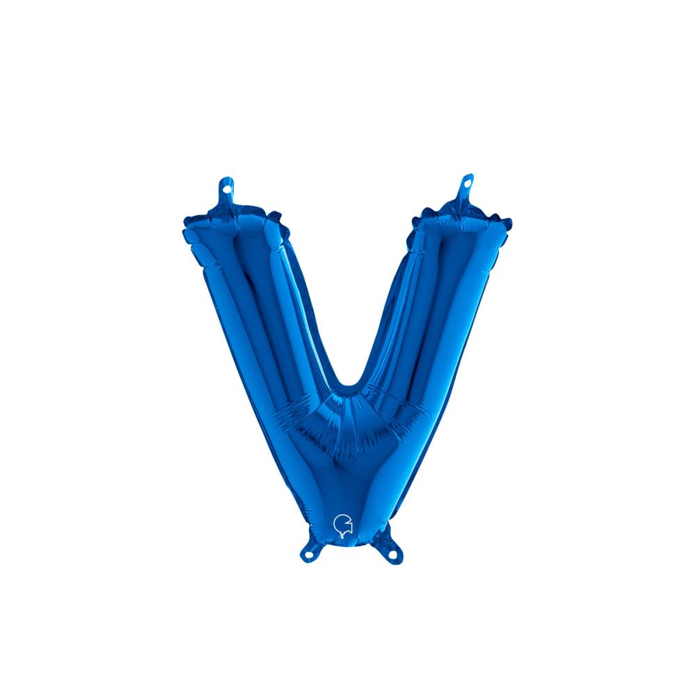 Bokstavsballong - V Blå 35 cm