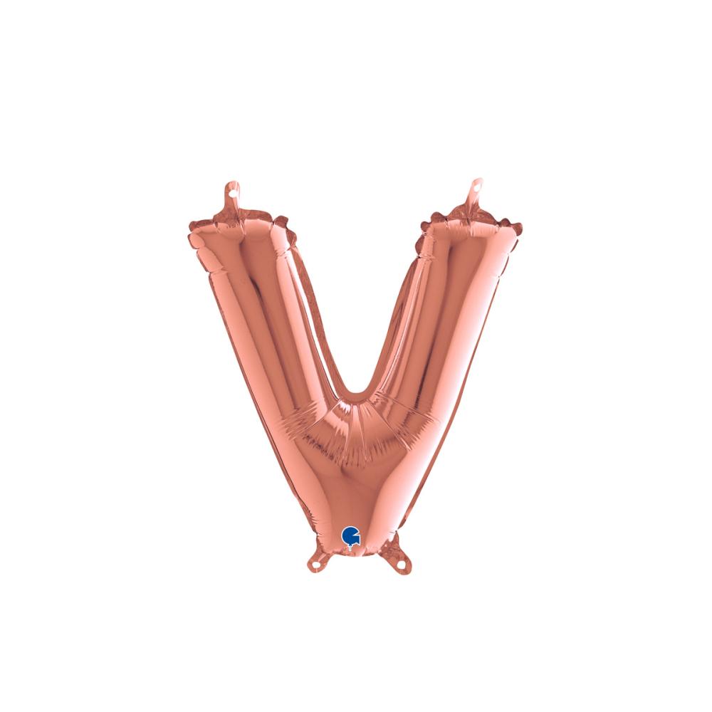 Bokstavsballong - V Rose Gold 35 cm
