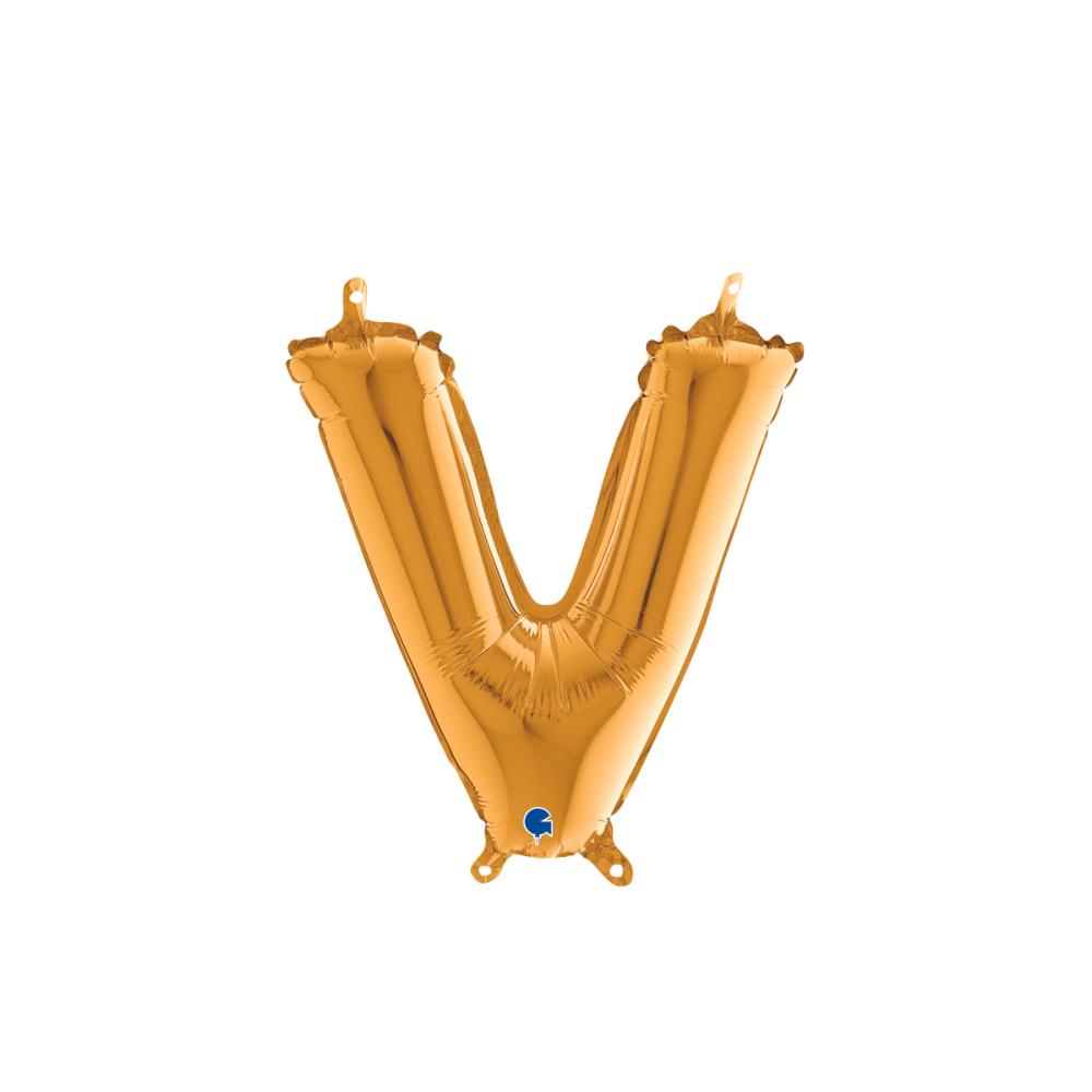 Bokstavsballong - V Guld 35 cm