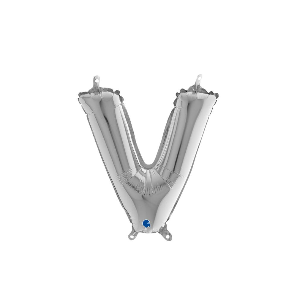 Bokstavsballong - V Silver 35 cm