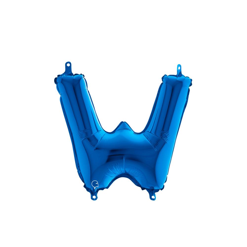 Bokstavsballong - W Blå 35 cm