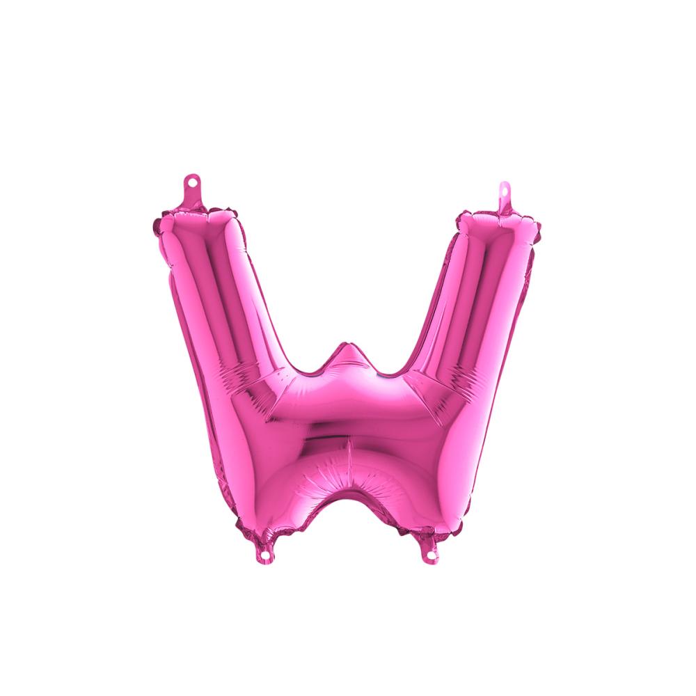 Bokstavsballong - W Rosa 35 cm