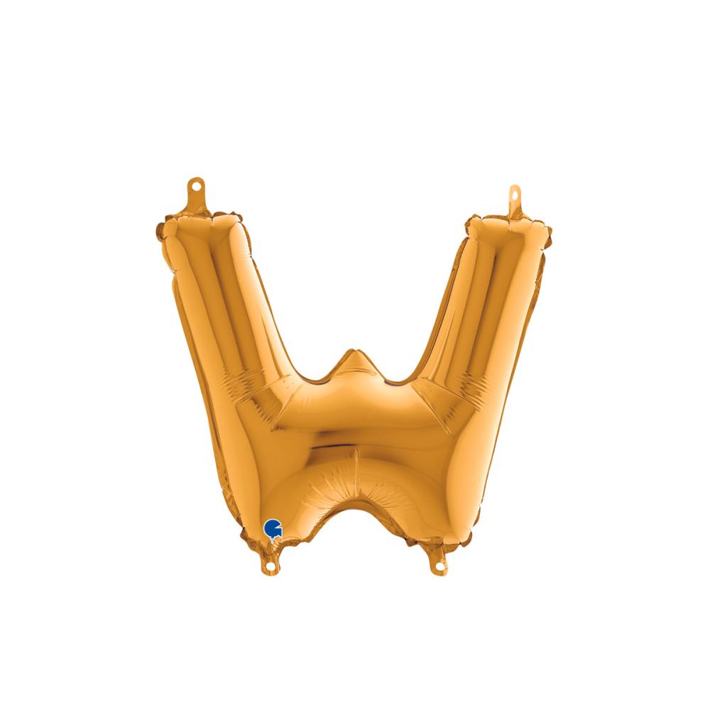 Bokstavsballong - W Guld 35 cm