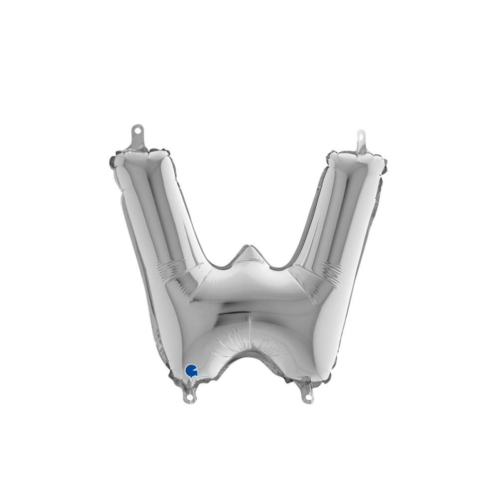 Bokstavsballong - W Silver 35 cm