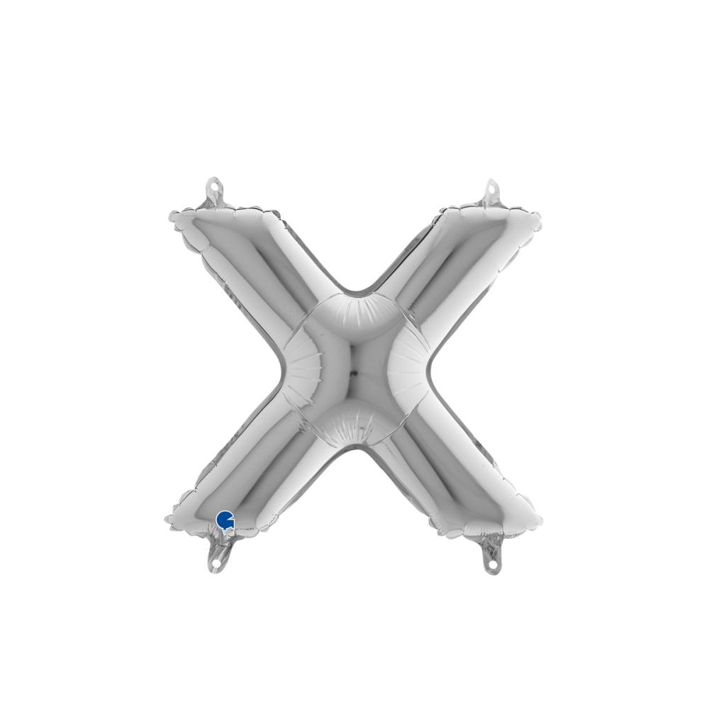 Bokstavsballong - X Silver 35 cm