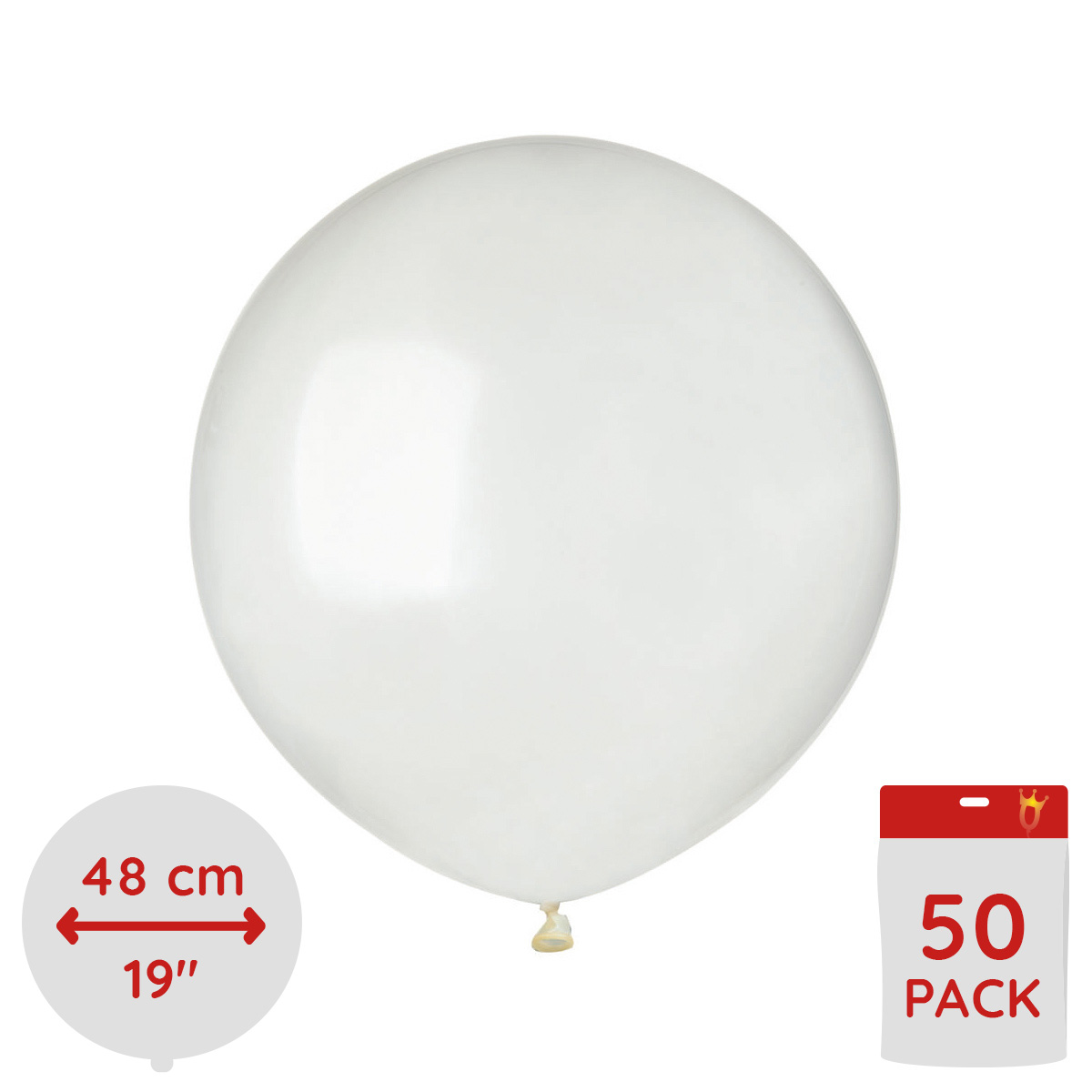 Latexballonger - Crystal Clear Runda 48 cm 50-pack