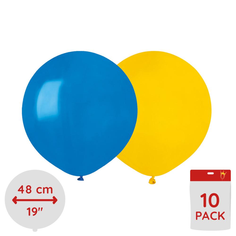 Latexballonger - Kombo Gula & Blå Runda 48 cm 10-pack
